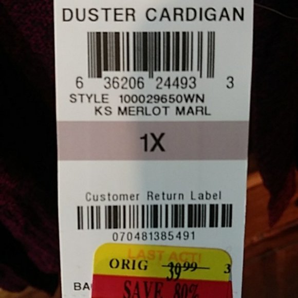 A KAREN SCOTT CARDIGAN SIZE 1X - Picture 3 of 4